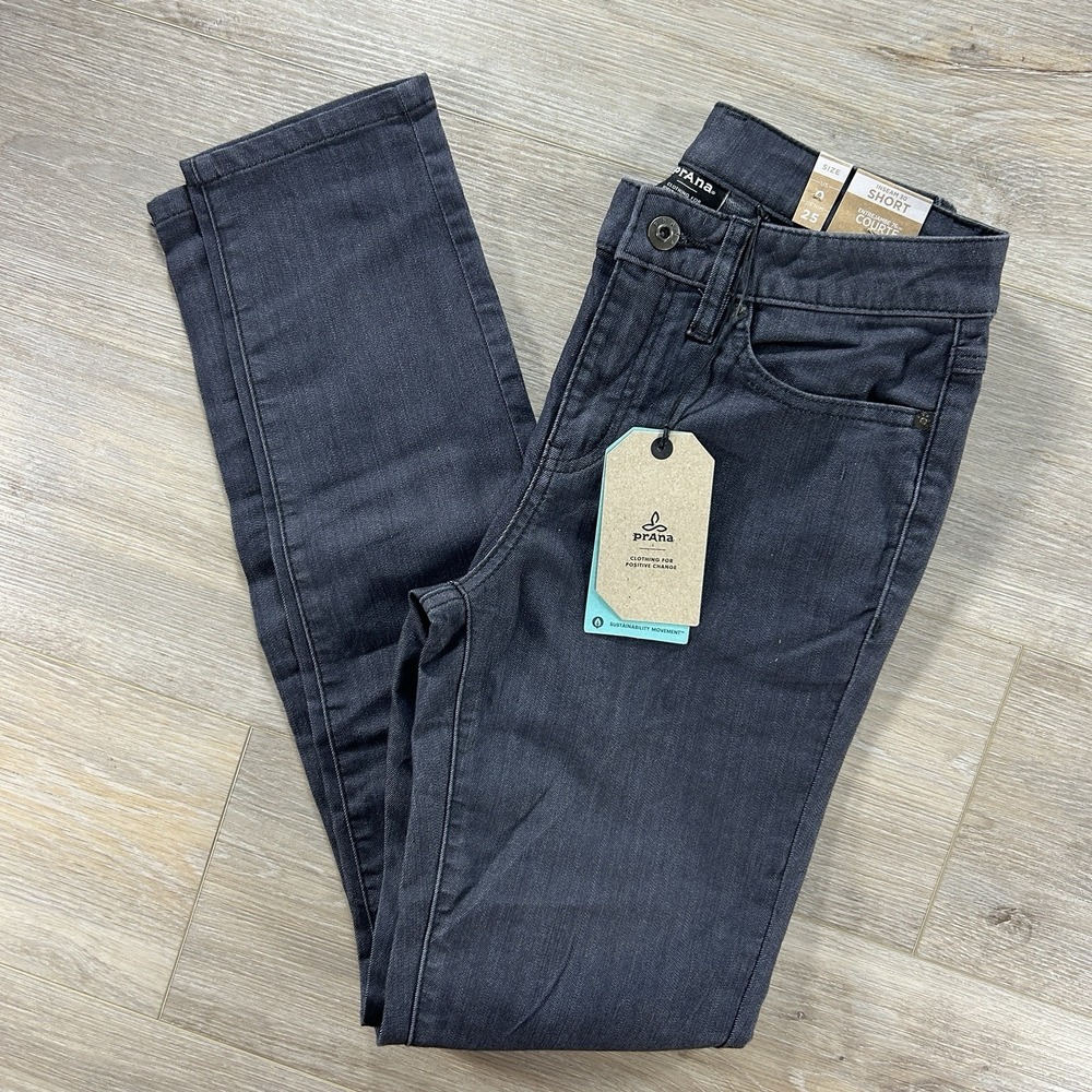 NWT prAna 0 Short Kayla High Rise Jeans Womens 25x30 Denim Solid Stretch